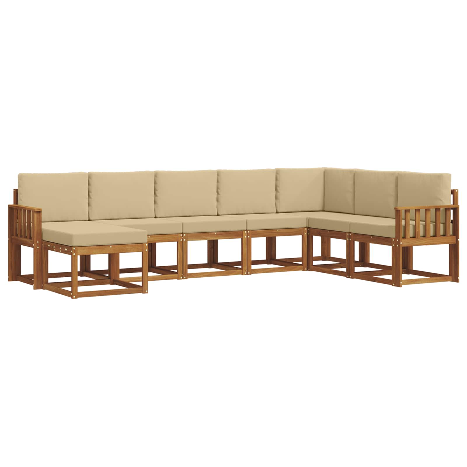 Outdoor-Sofagarnitur mit Kissen 8 pcs Natur und Beige