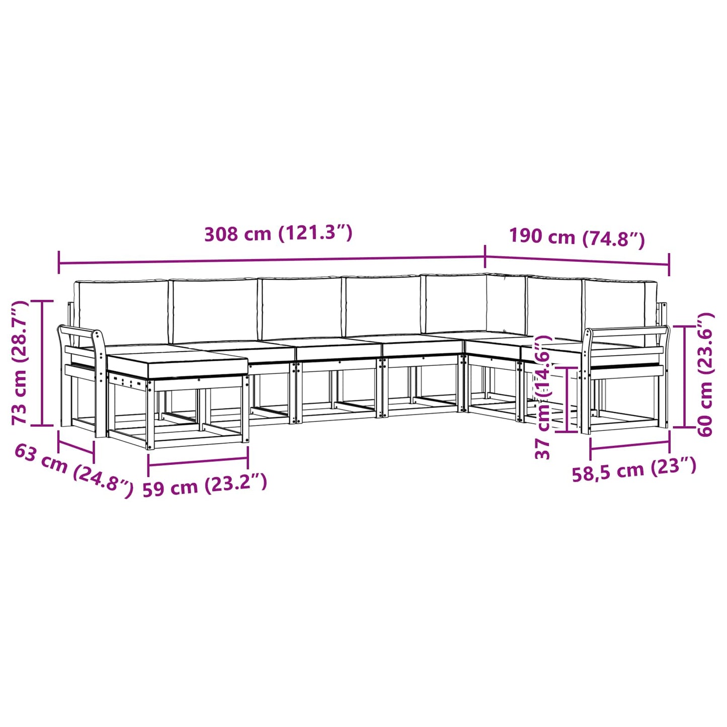 Outdoor-Sofagarnitur 8 stk. Natur und Creme