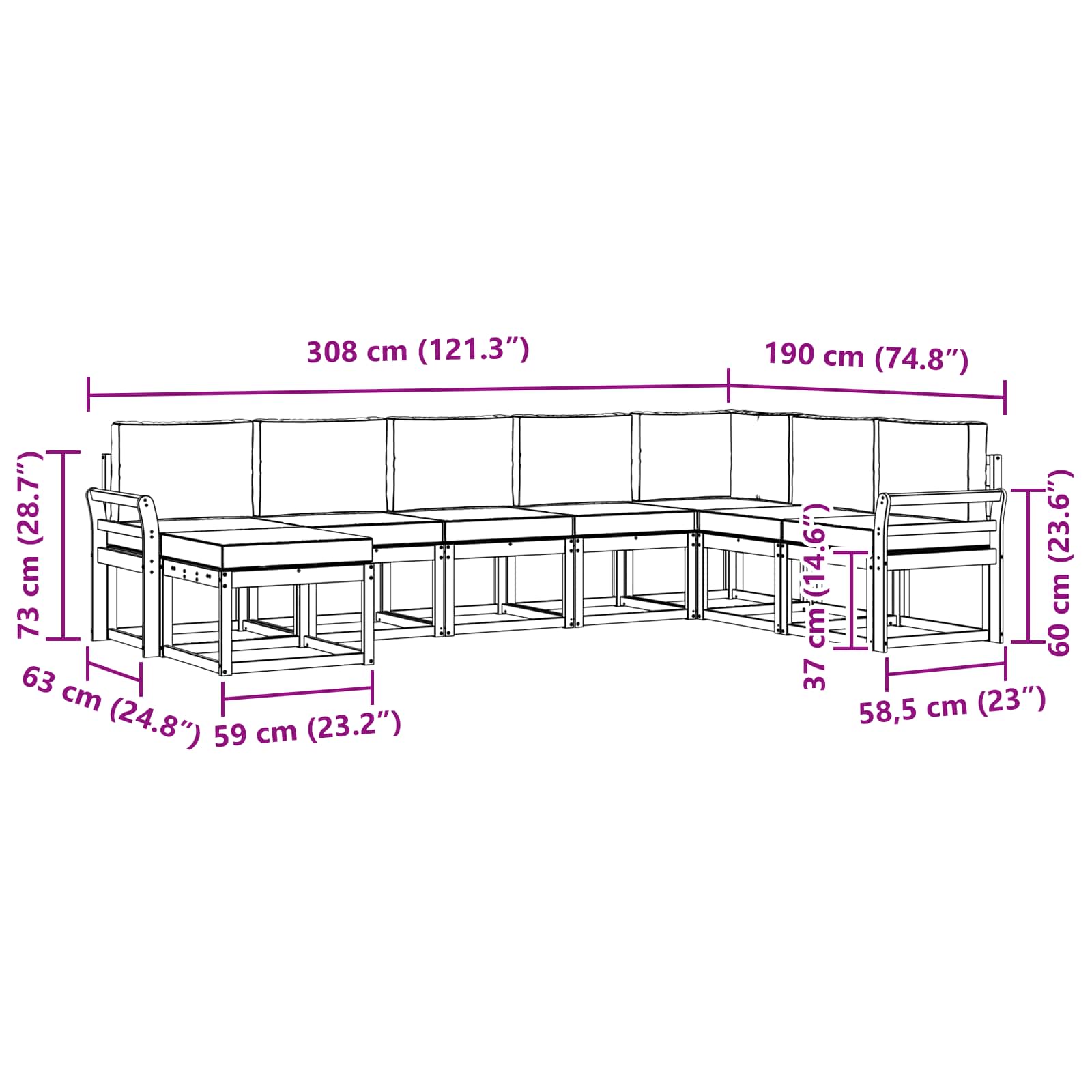 Outdoor-Sofagarnitur 8 stk. Natur und Creme
