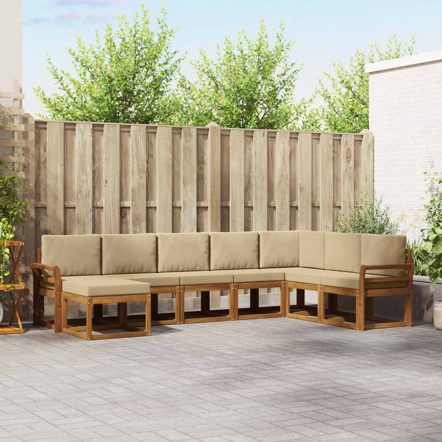 Outdoor-Sofagarnitur mit Kissen 8 pcs Natur und Beige