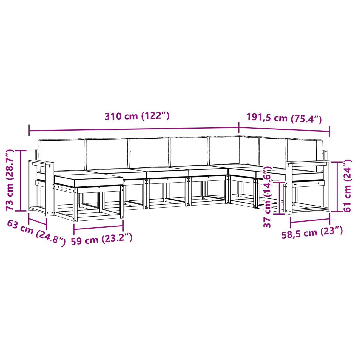 Outdoor-Sofagarnitur 8 stk. Natur und Creme