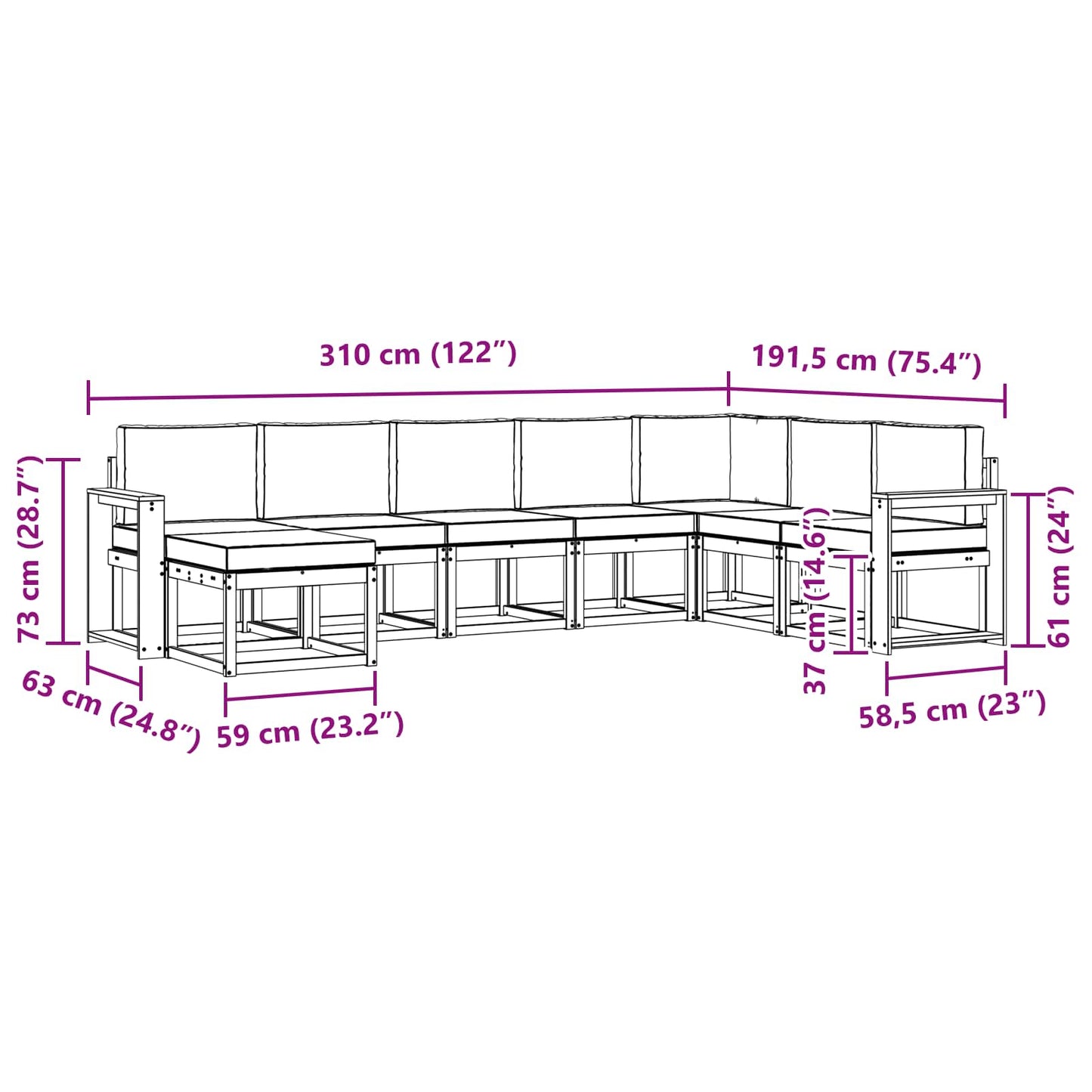 Outdoor-Sofagarnitur 8 stk. Natur und Anthrazit