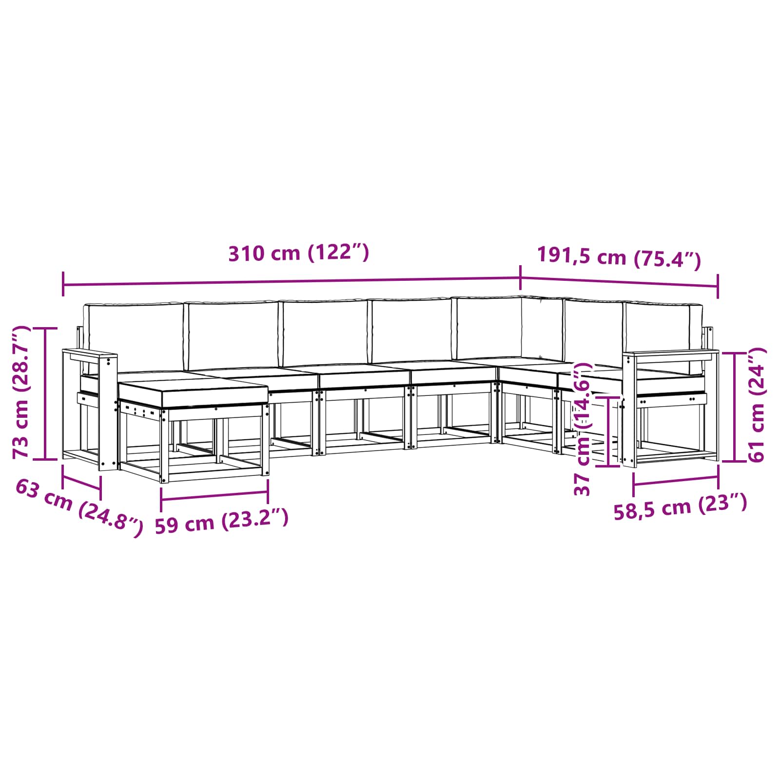 Outdoor-Sofagarnitur 8 stk. Natur und Anthrazit