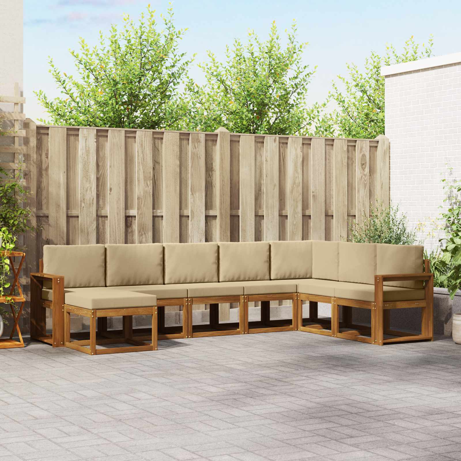 Outdoor-Sofagarnitur mit Kissen 8 pcs Natur und Beige