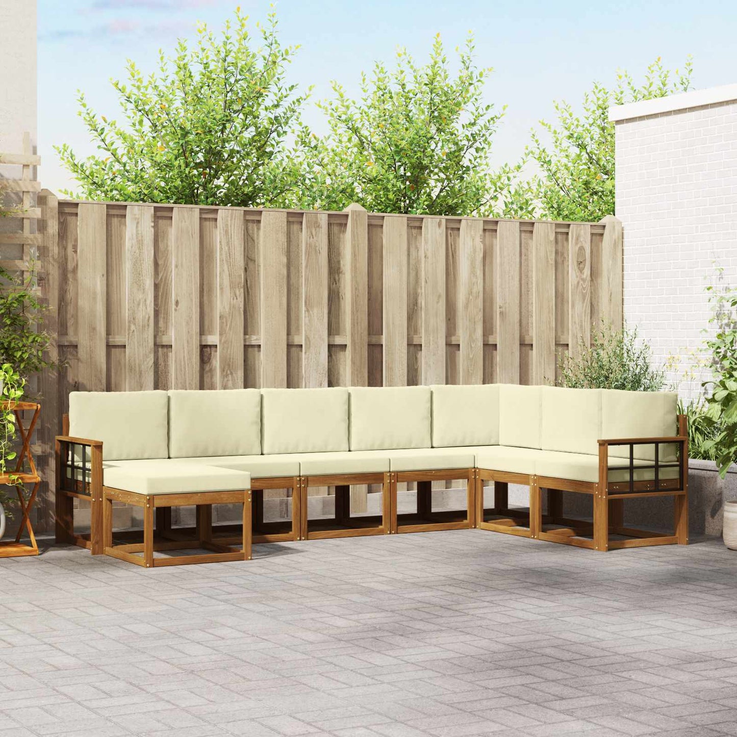 Outdoor-Sofagarnitur 8 stk. Natur und Creme
