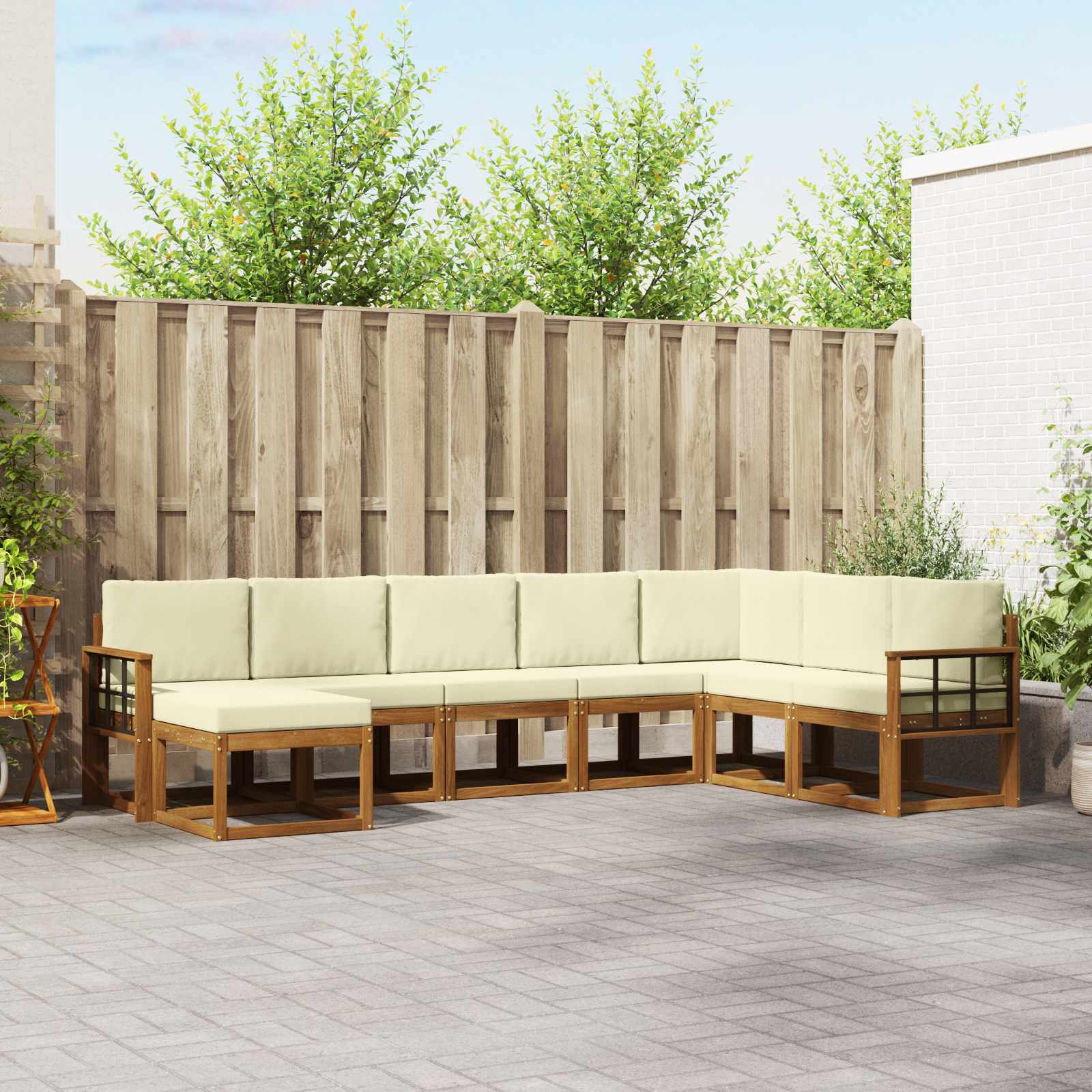 Outdoor-Sofagarnitur 8 stk. Natur und Creme