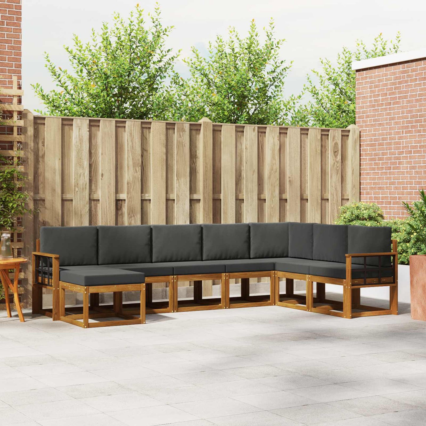 Outdoor-Sofagarnitur 8 stk. Natur und Anthrazit