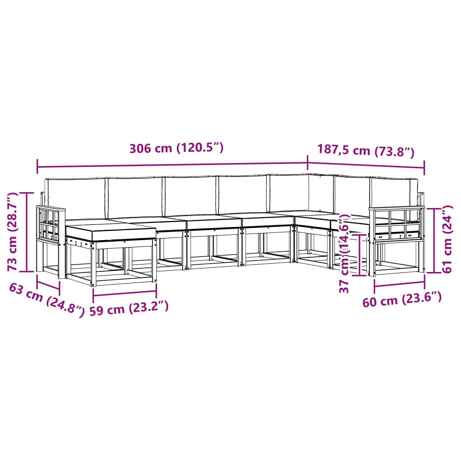Outdoor-Sofagarnitur 8 stk. Natur und Anthrazit