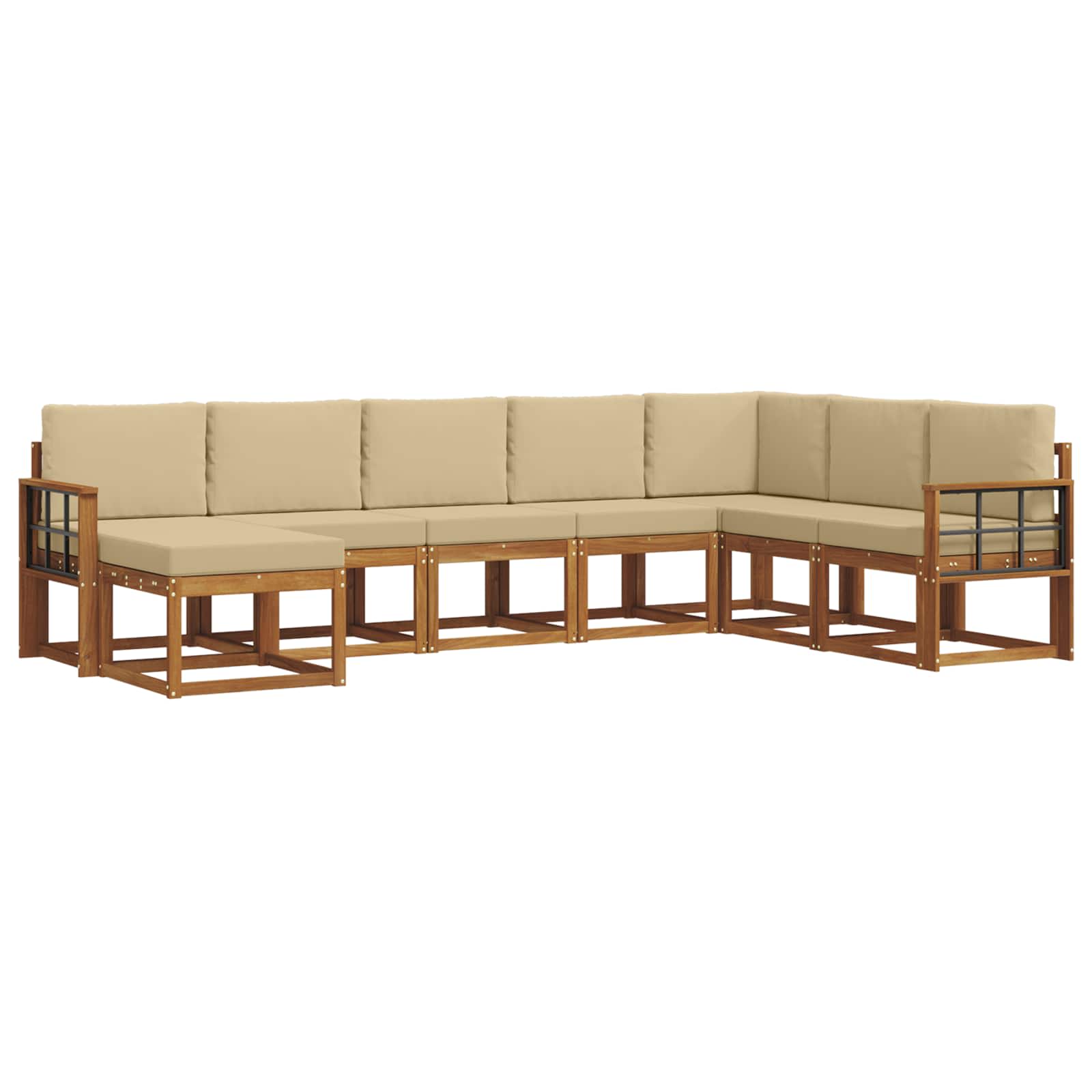 Outdoor-Sofagarnitur mit Kissen 8 pcs Natur und Beige