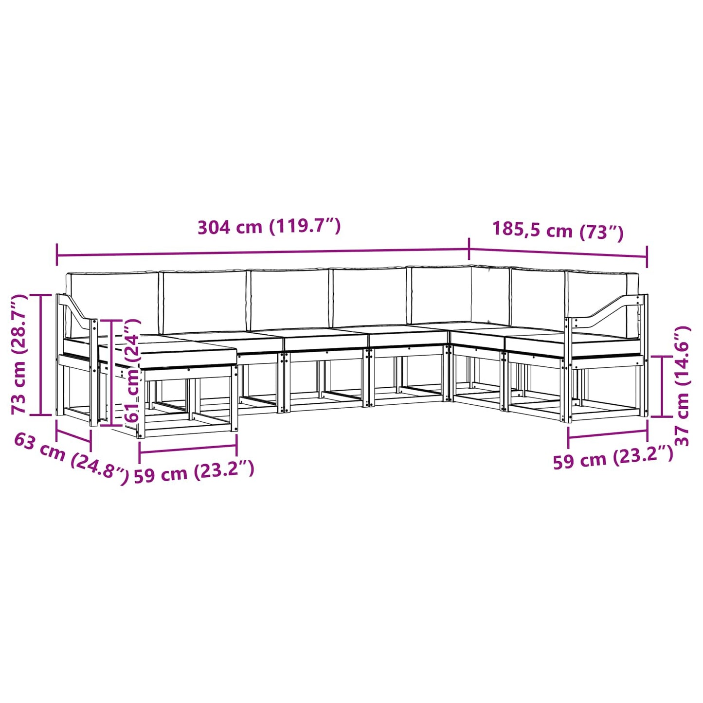 Outdoor-Sofagarnitur 8 stk. Natur und Anthrazit