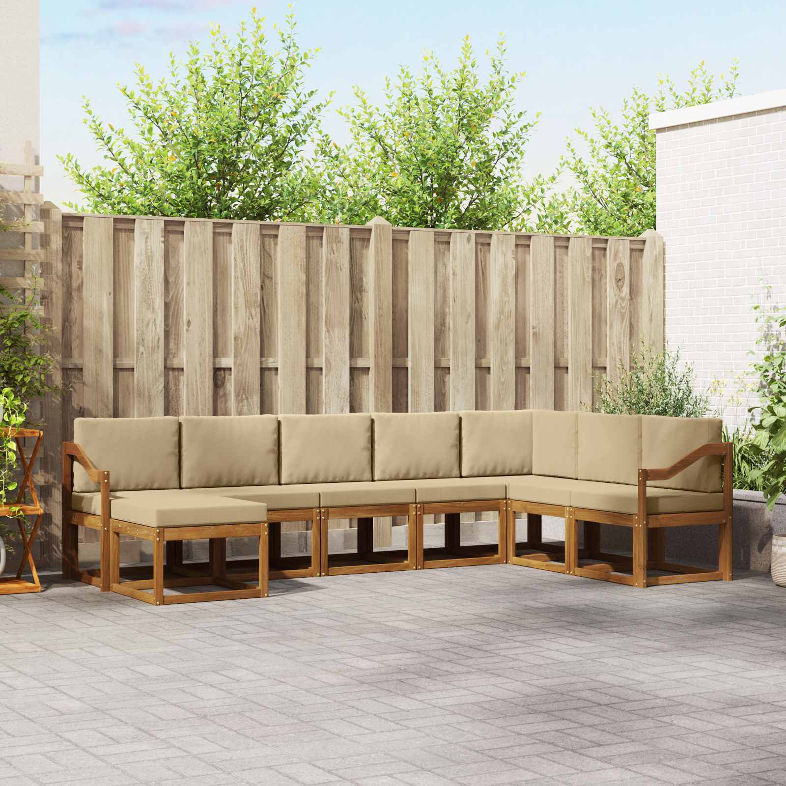 Outdoor-Sofagarnitur mit Kissen 8 pcs Natur und Beige
