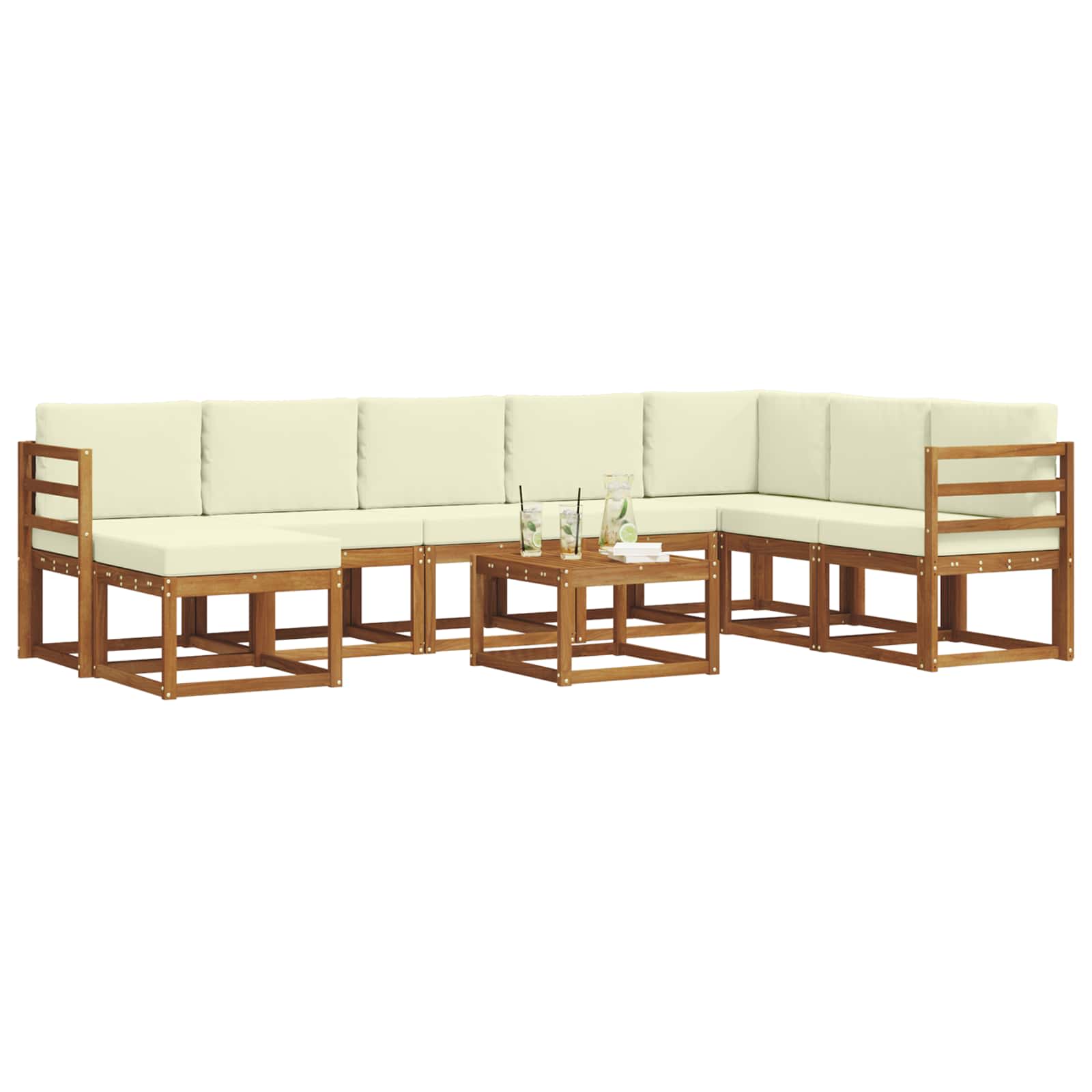 Outdoor-Sofagarnitur 9 stk. Natur und Creme