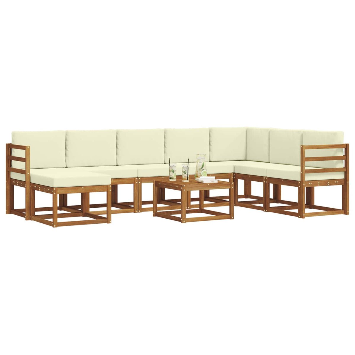 Outdoor-Sofagarnitur 9 stk. Natur und Creme