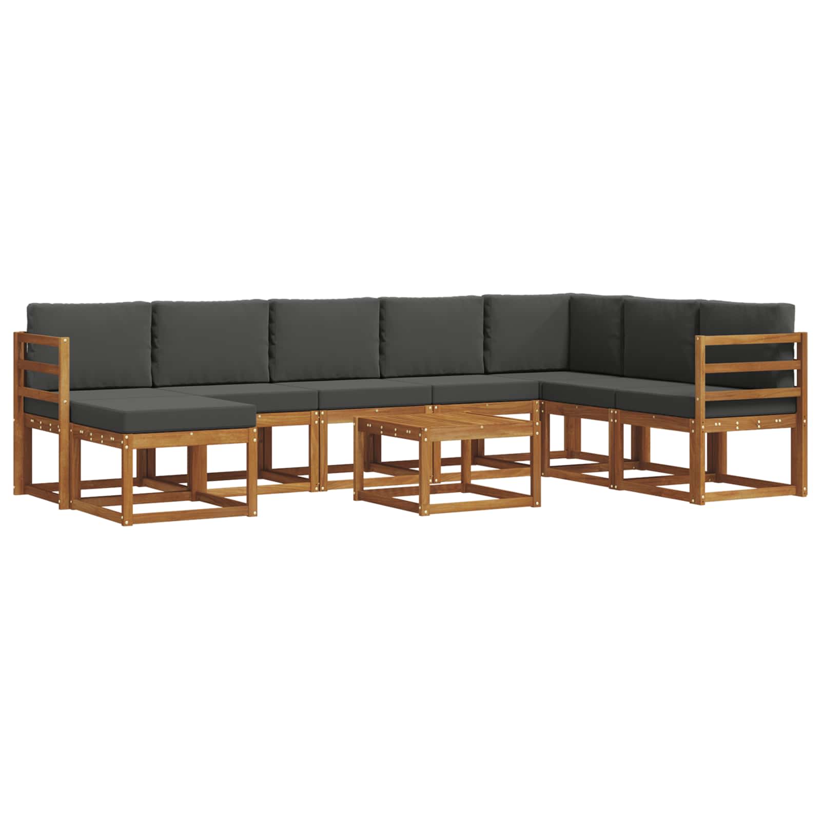 Outdoor-Sofagarnitur 9 stk. Natur und Anthrazit