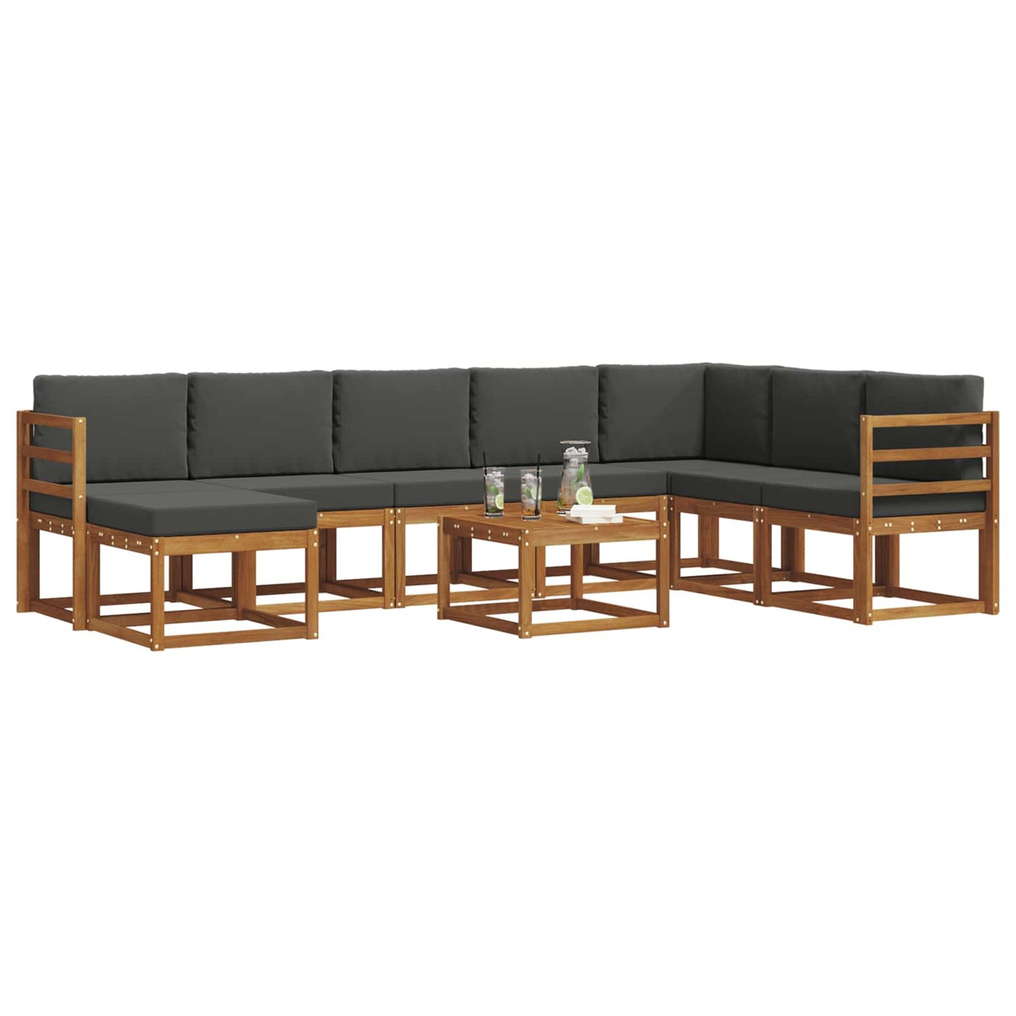 Outdoor-Sofagarnitur 9 stk. Natur und Anthrazit