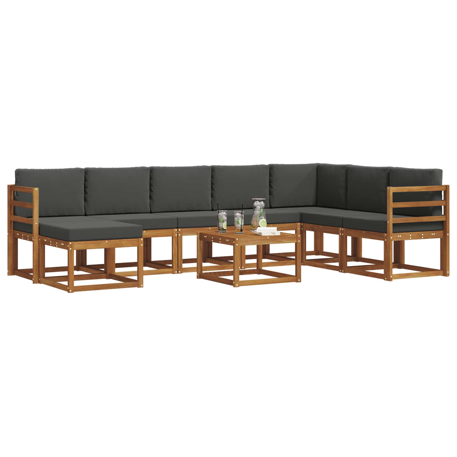 Outdoor-Sofagarnitur 9 stk. Natur und Anthrazit