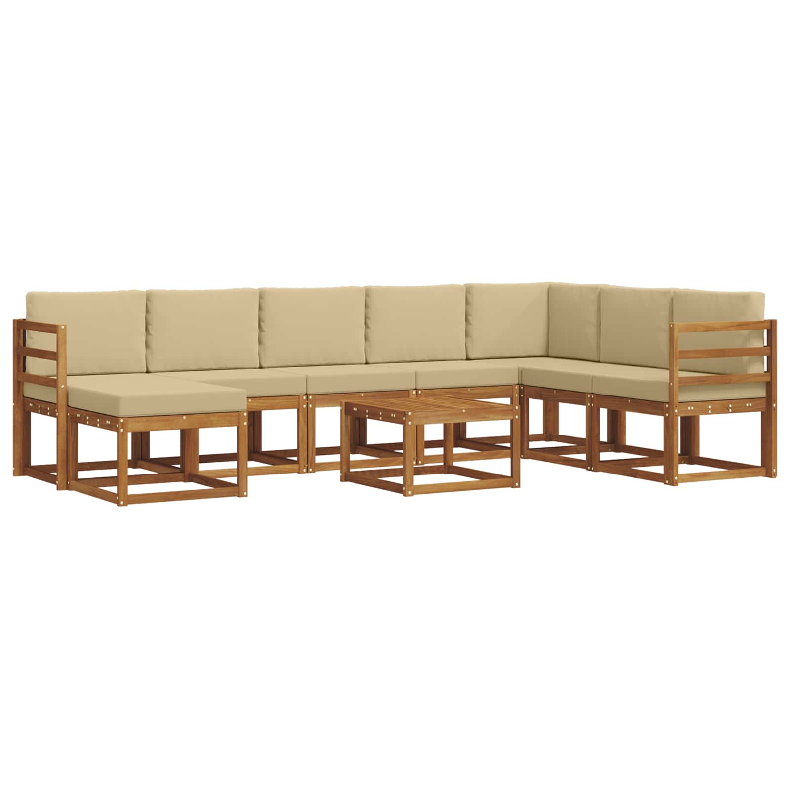 Outdoor-Sofagarnitur mit Kissen 9 pcs Natur und Beige
