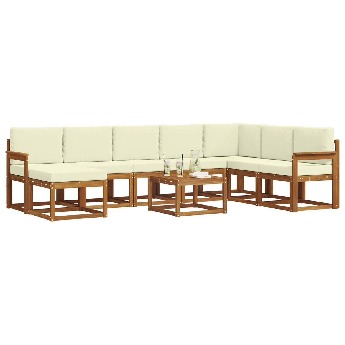 Outdoor-Sofagarnitur 9 stk. Natur und Creme