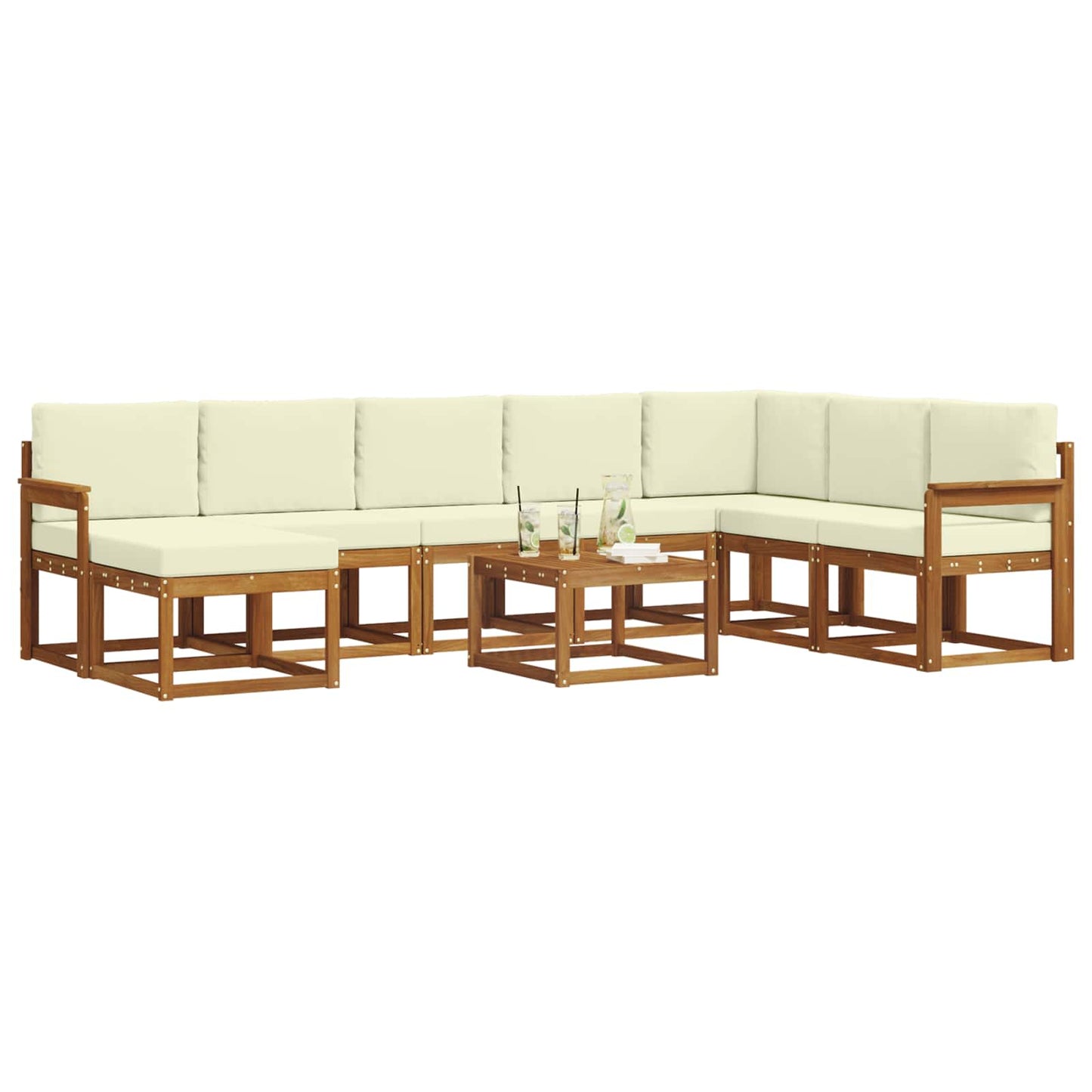 Outdoor-Sofagarnitur 9 stk. Natur und Creme