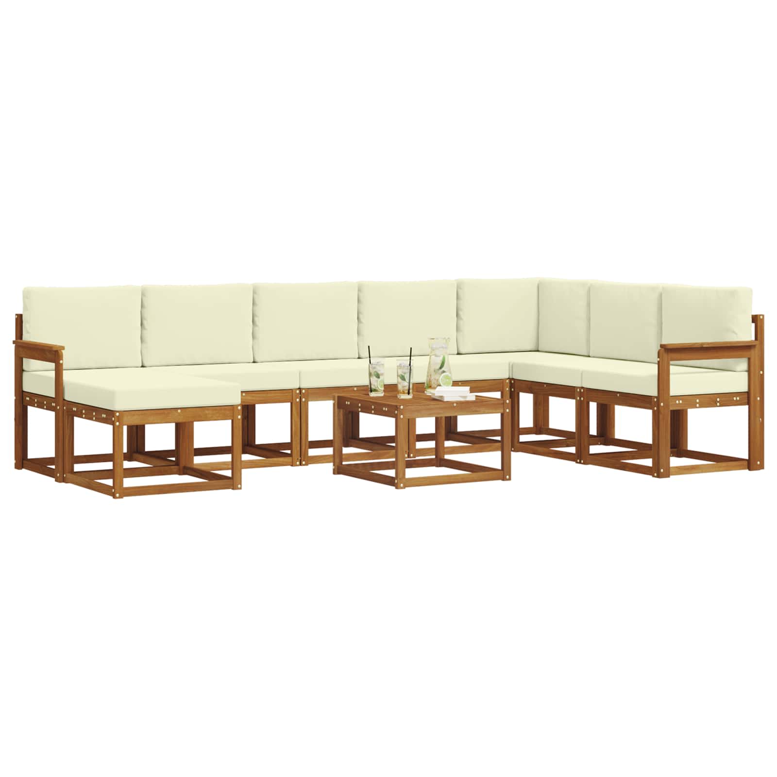Outdoor-Sofagarnitur 9 stk. Natur und Creme