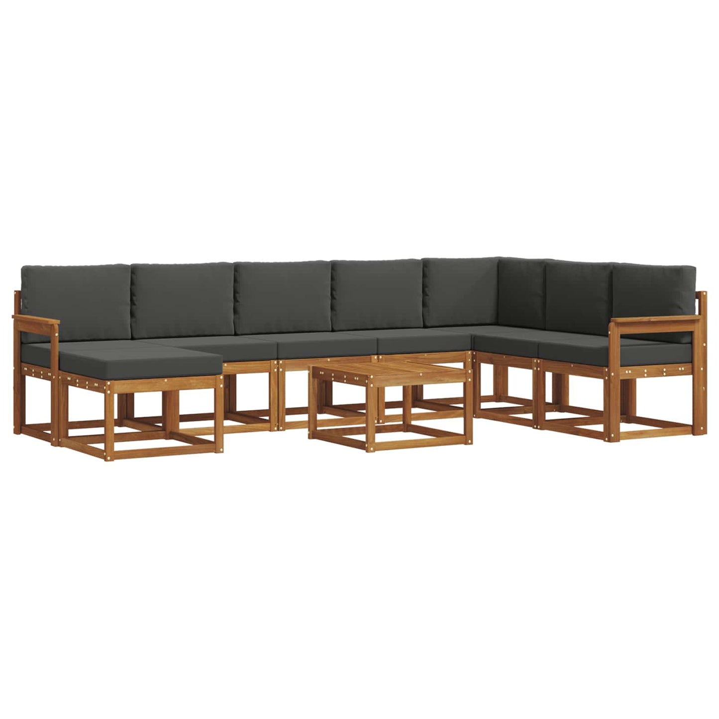 Outdoor-Sofagarnitur 9 stk. Natur und Anthrazit