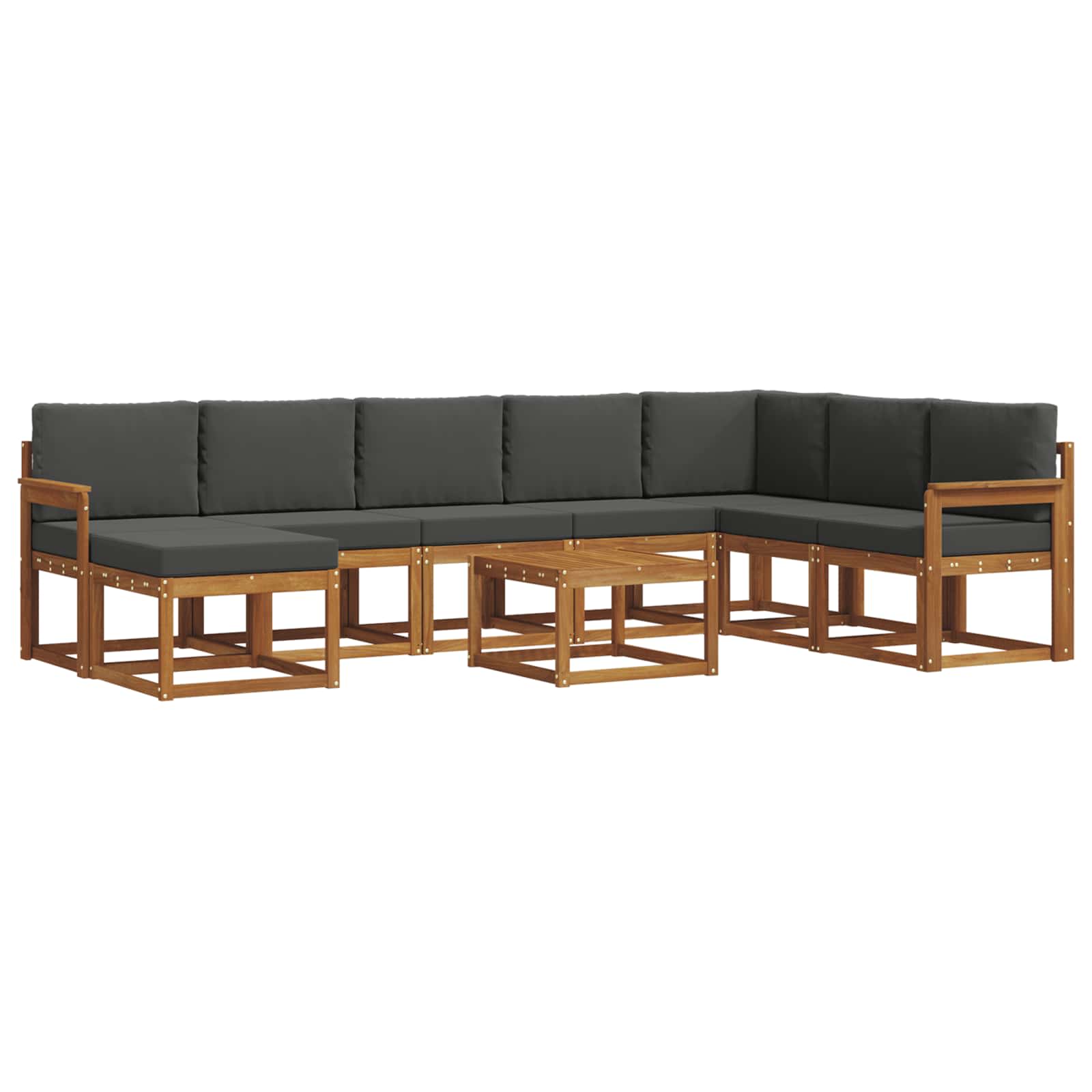 Outdoor-Sofagarnitur 9 stk. Natur und Anthrazit