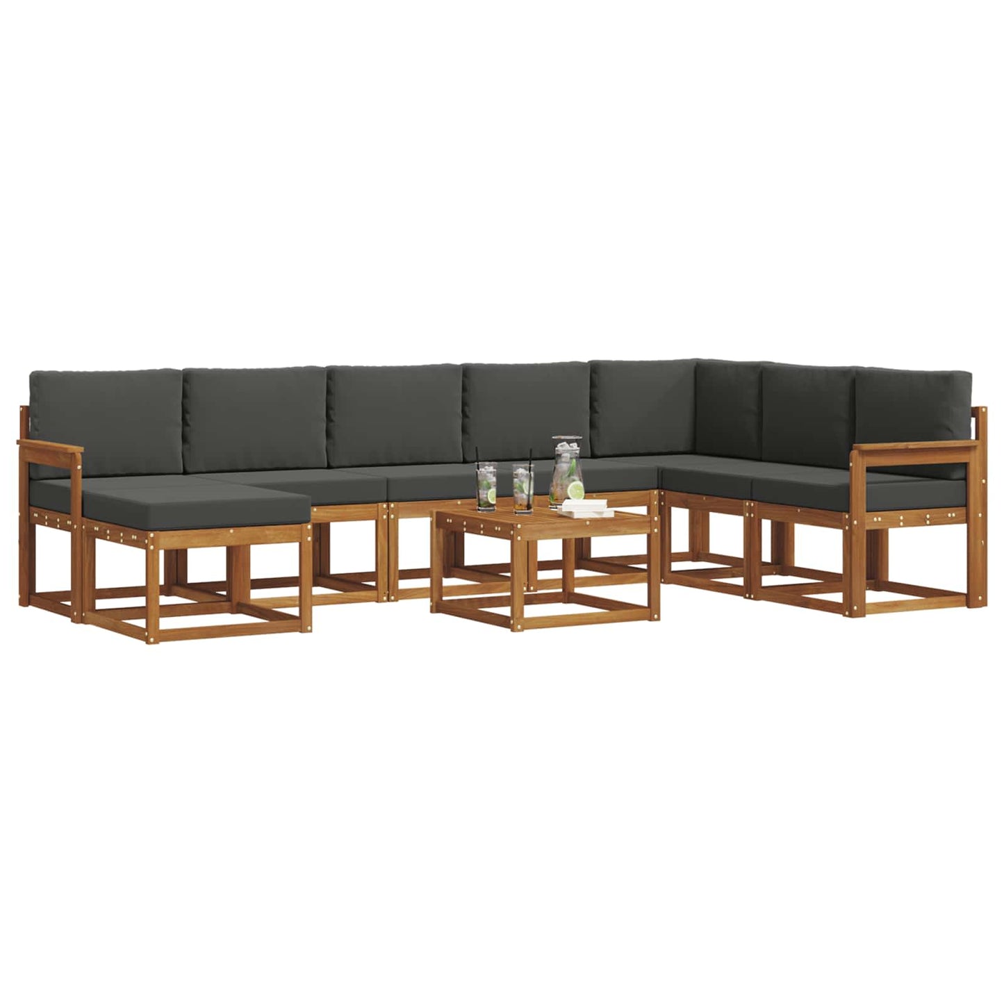 Outdoor-Sofagarnitur 9 stk. Natur und Anthrazit