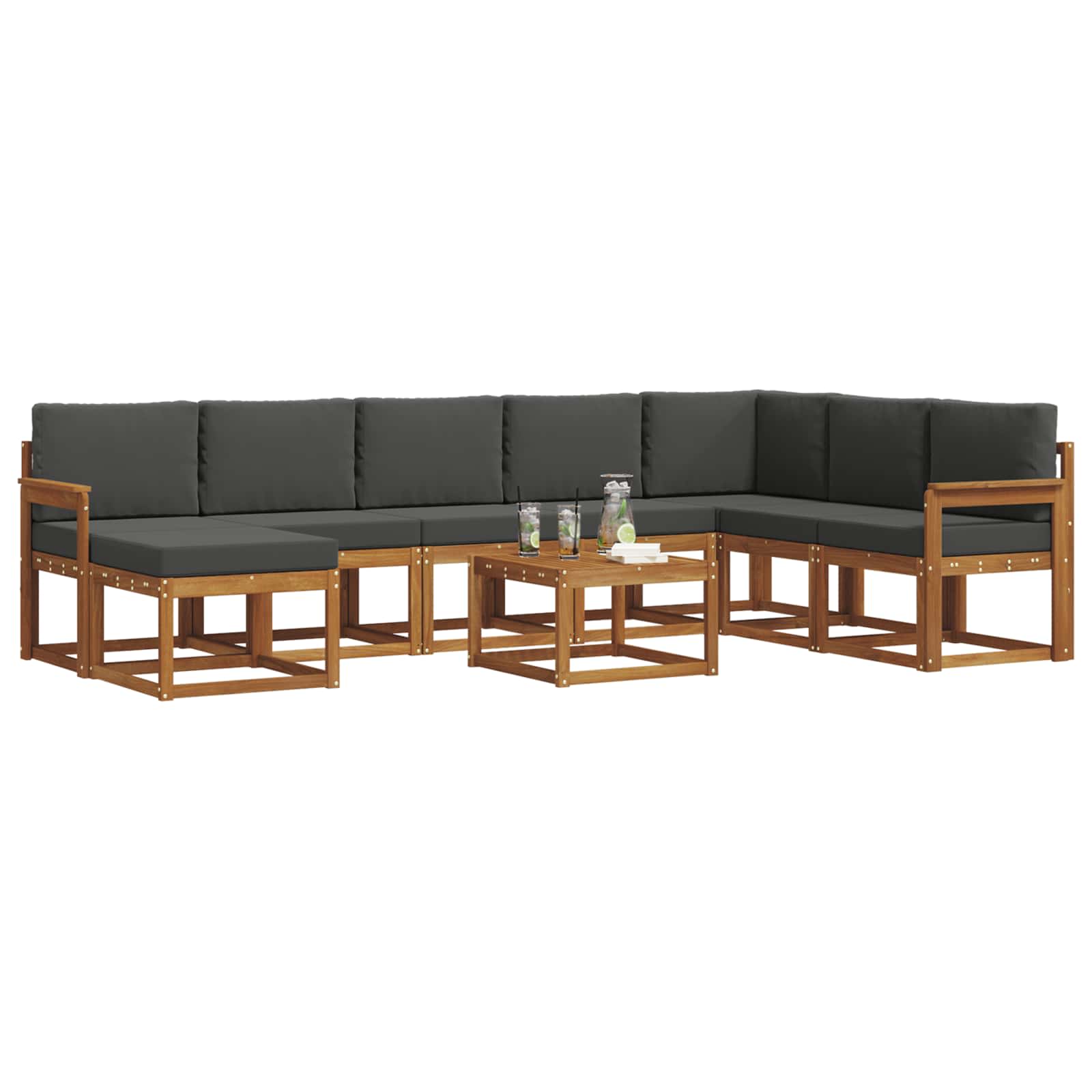 Outdoor-Sofagarnitur 9 stk. Natur und Anthrazit