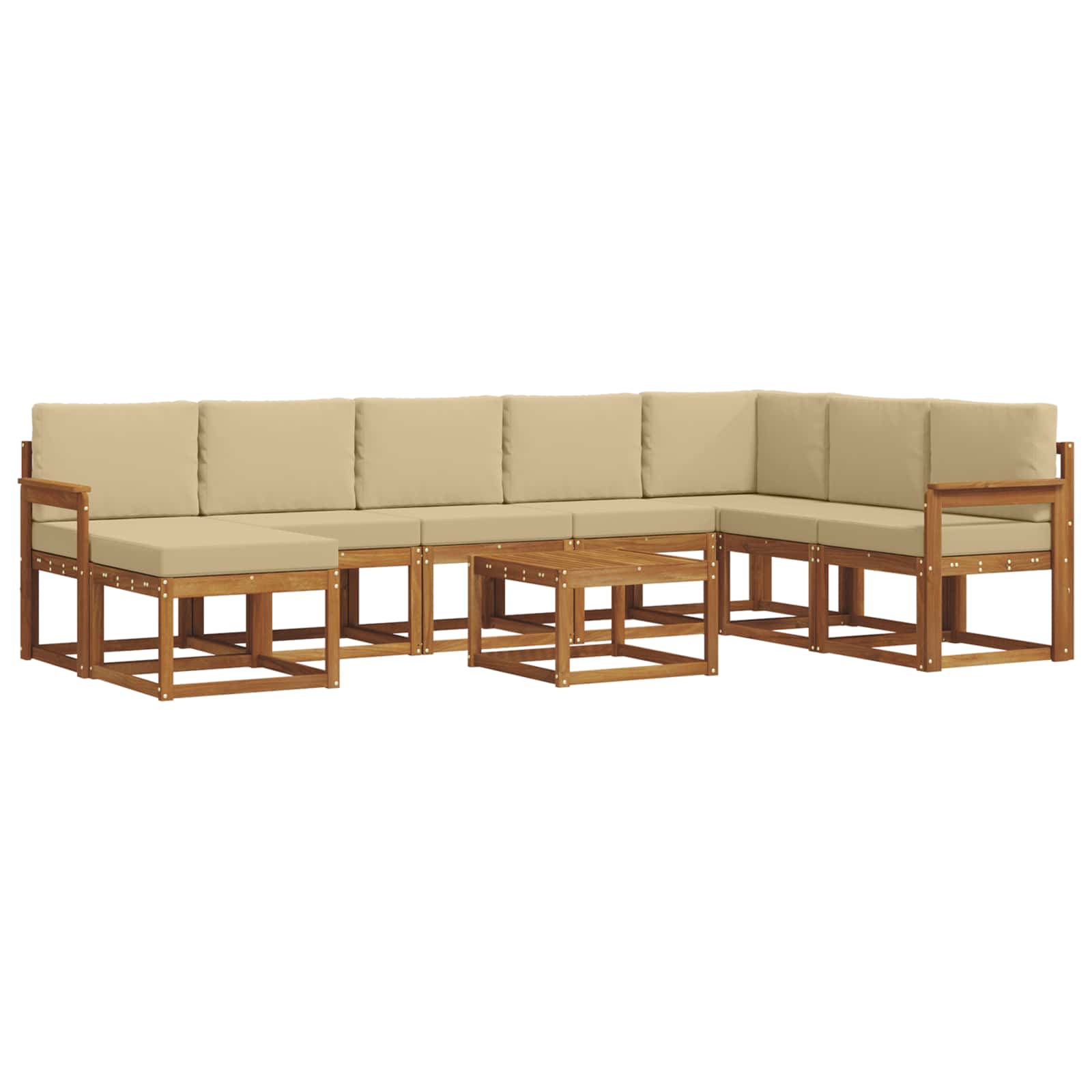 Outdoor-Sofagarnitur mit Kissen 9 pcs Natur und Beige