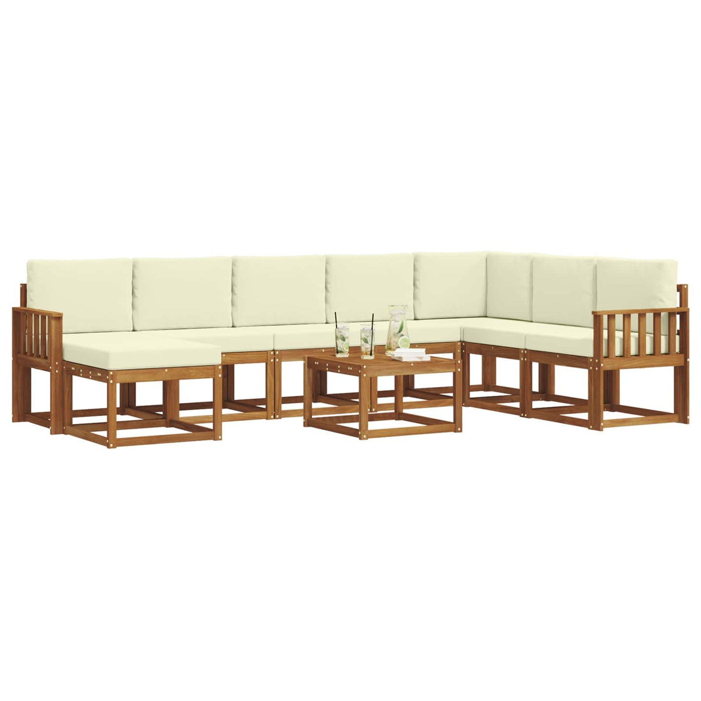 Outdoor-Sofagarnitur 9 stk. Natur und Creme