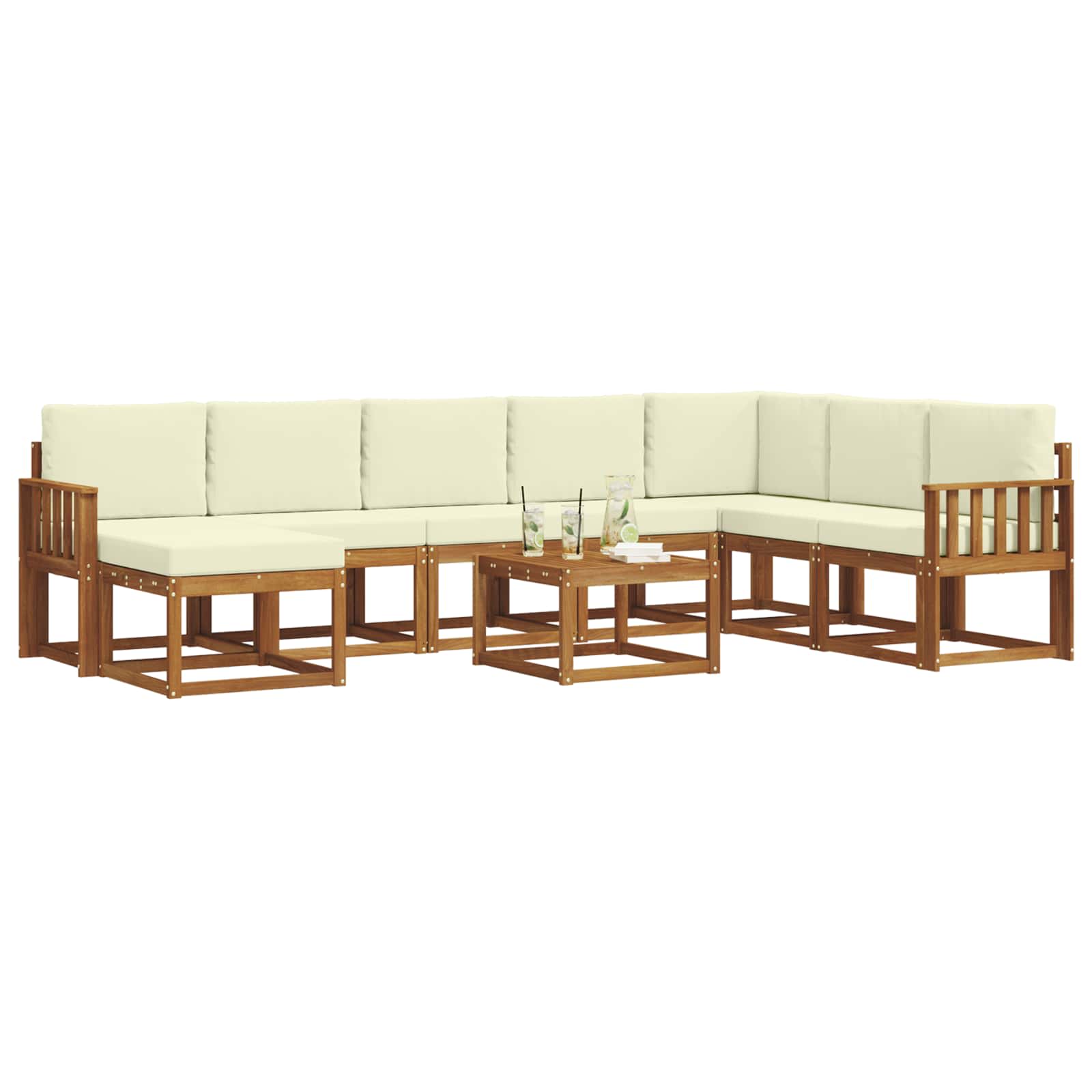 Outdoor-Sofagarnitur 9 stk. Natur und Creme