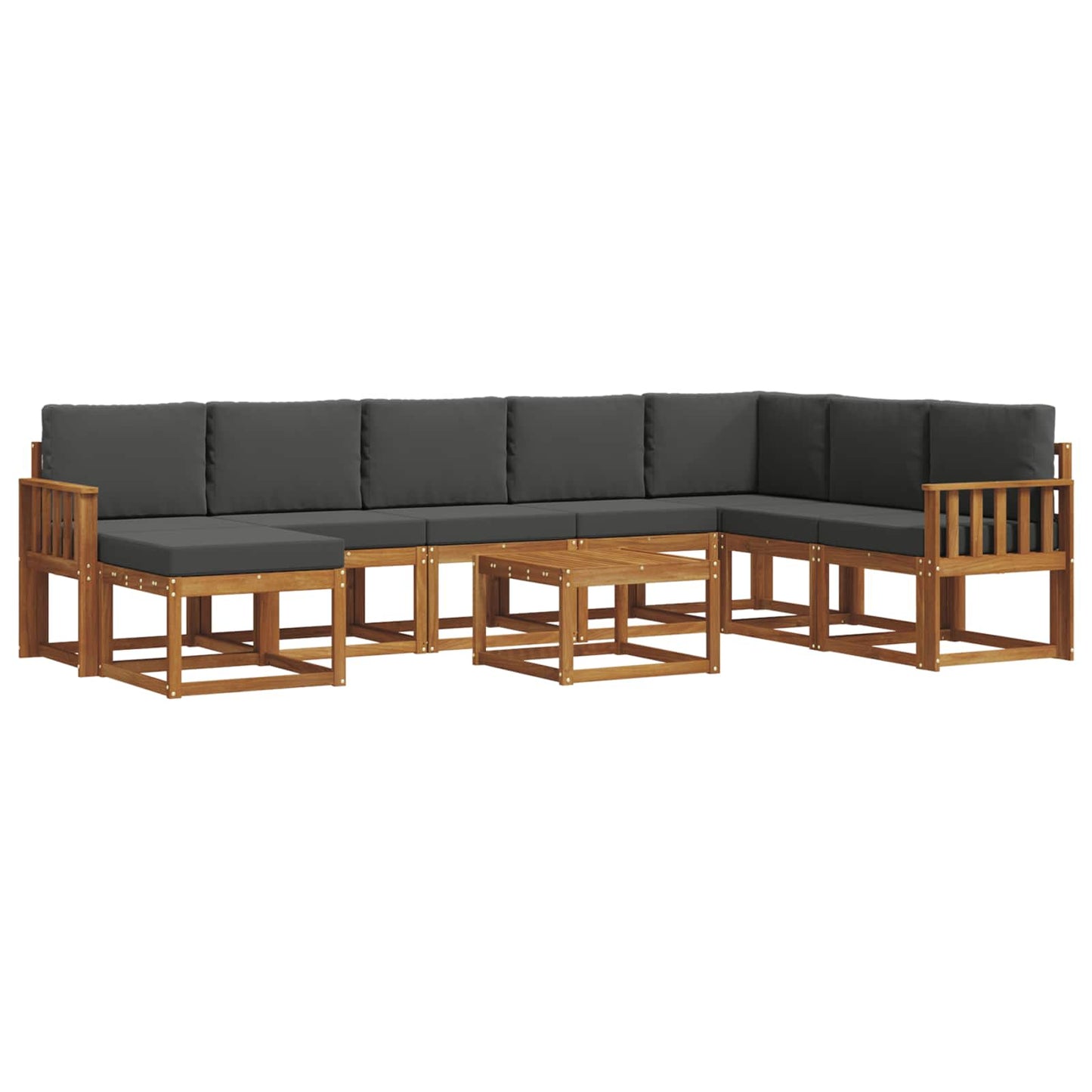 Outdoor-Sofagarnitur 9 stk. Natur und Anthrazit
