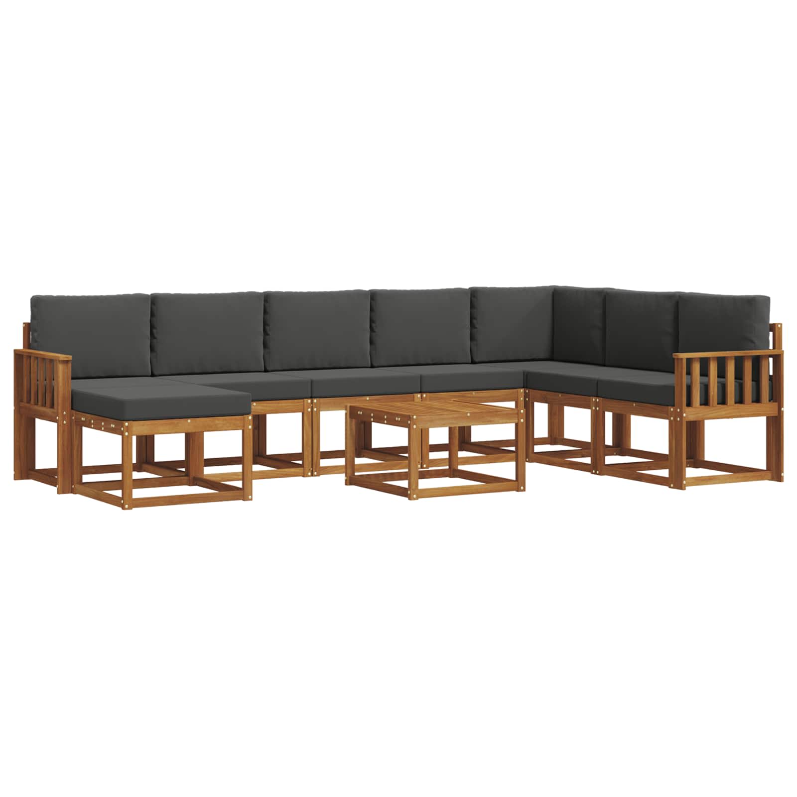 Outdoor-Sofagarnitur 9 stk. Natur und Anthrazit