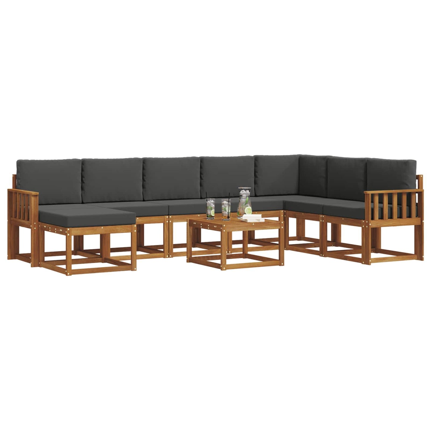 Outdoor-Sofagarnitur 9 stk. Natur und Anthrazit