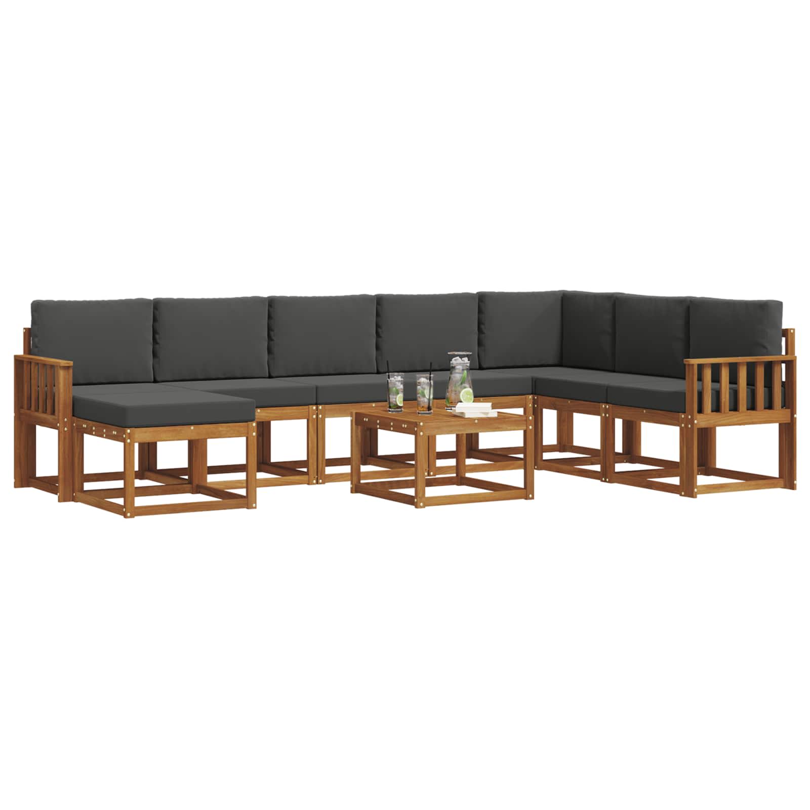 Outdoor-Sofagarnitur 9 stk. Natur und Anthrazit