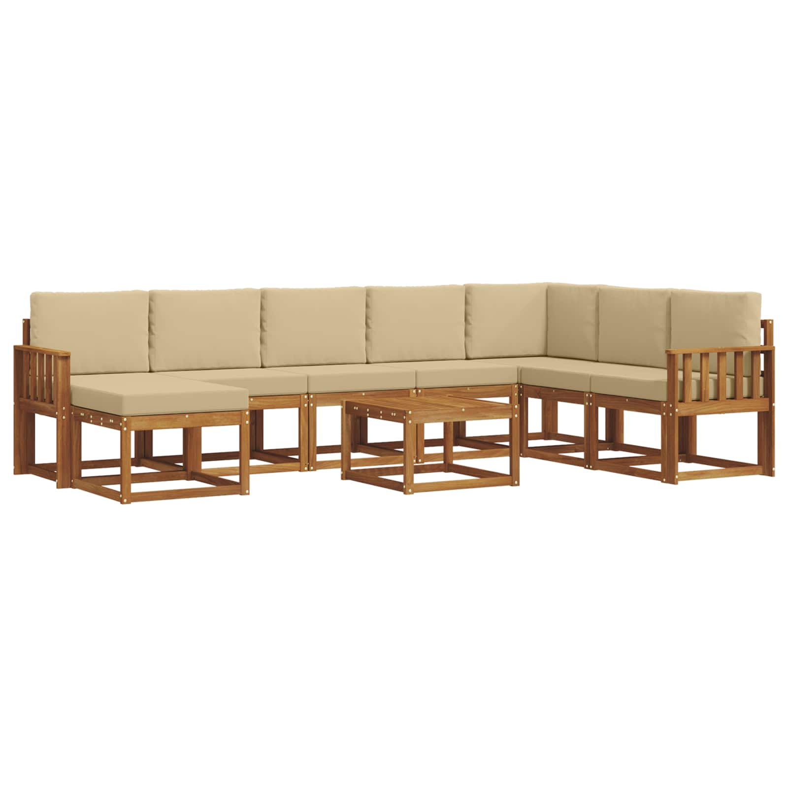 Outdoor-Sofagarnitur mit Kissen 9 pcs Natur und Beige