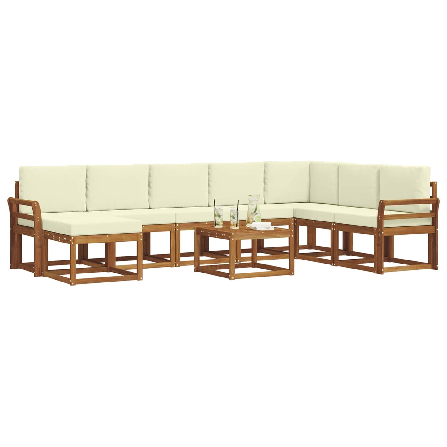 Outdoor-Sofagarnitur 9 stk. Natur und Creme