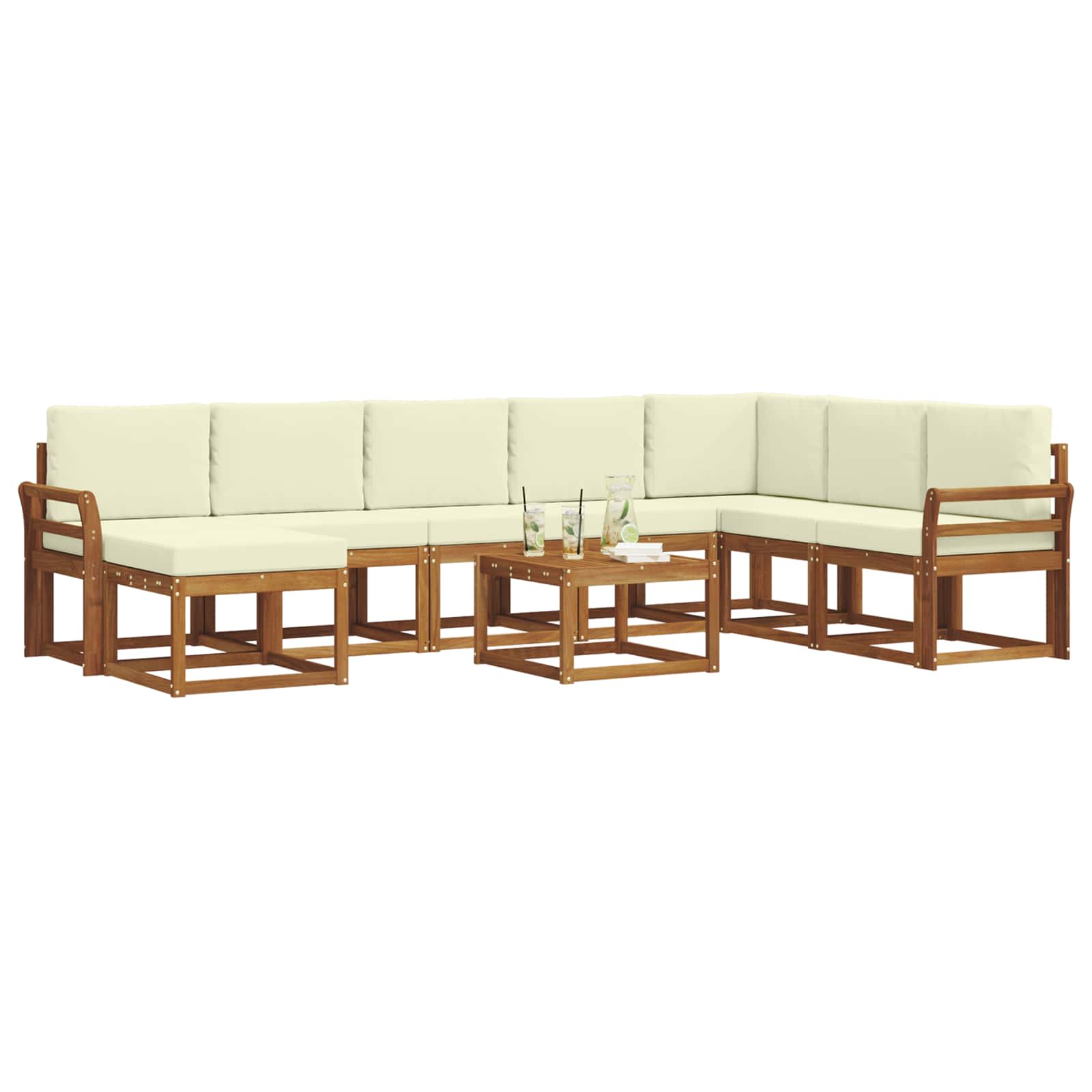 Outdoor-Sofagarnitur 9 stk. Natur und Creme