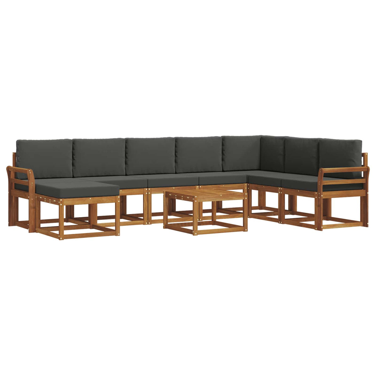 Outdoor-Sofagarnitur 9 stk. Natur und Anthrazit