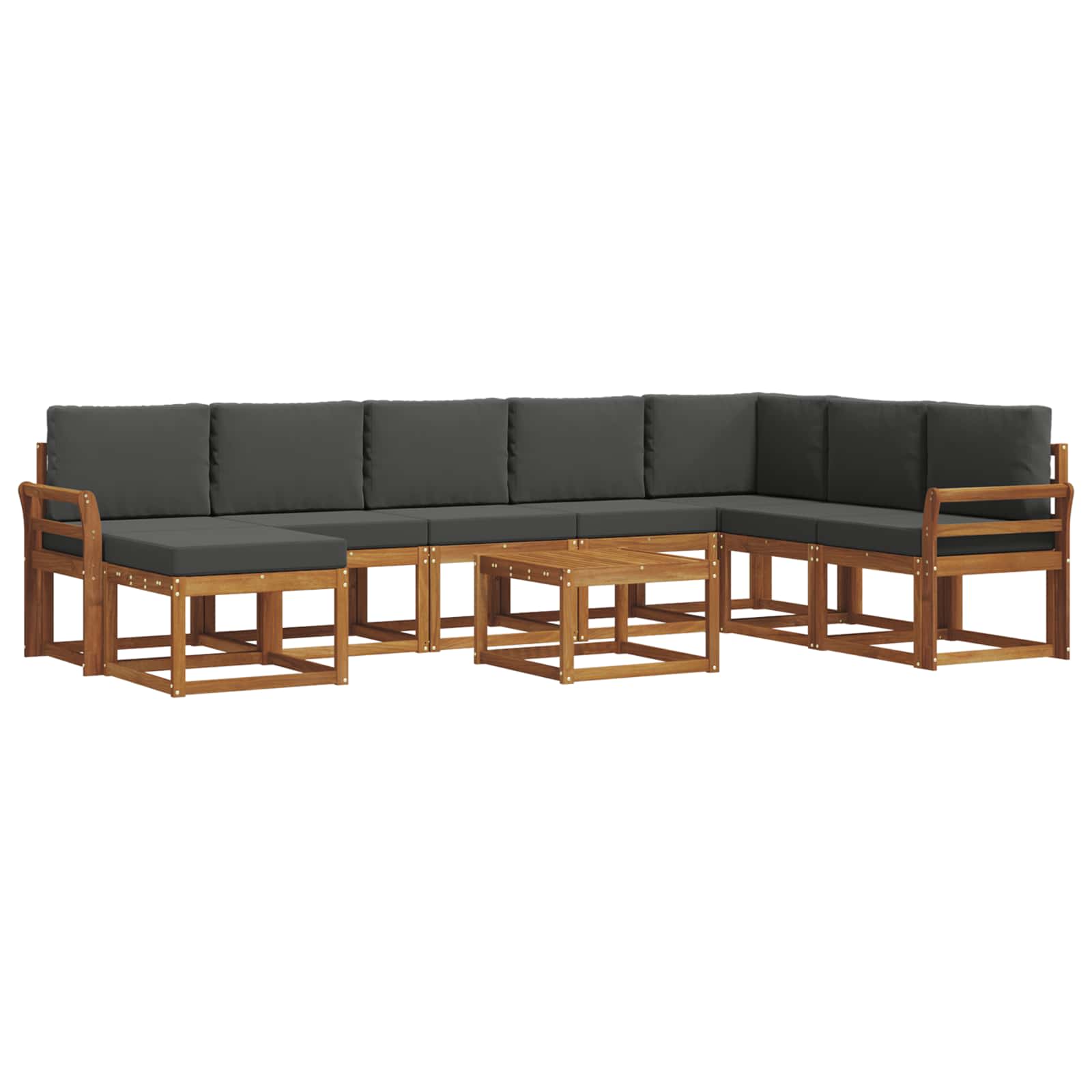 Outdoor-Sofagarnitur 9 stk. Natur und Anthrazit
