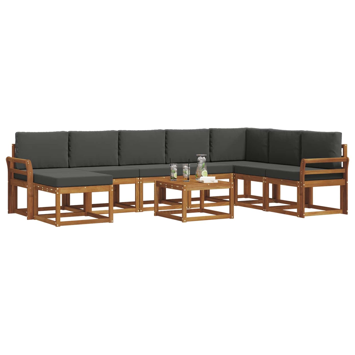 Outdoor-Sofagarnitur 9 stk. Natur und Anthrazit