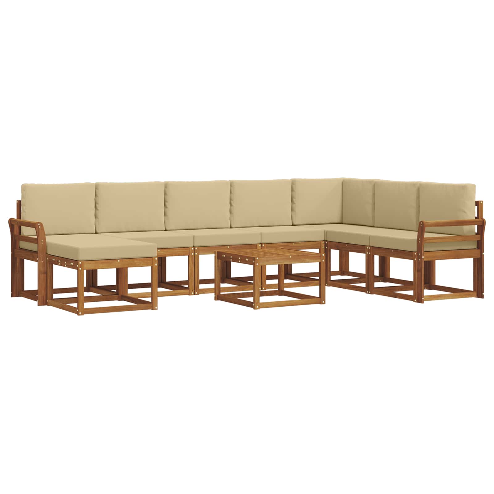Outdoor-Sofagarnitur mit Kissen 9 pcs Natur und Beige