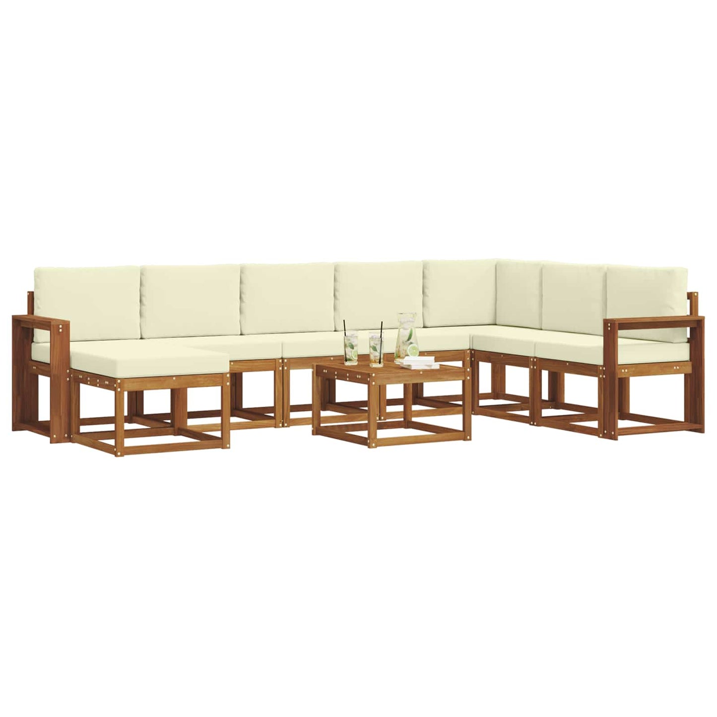 Outdoor-Sofagarnitur 9 stk. Natur und Creme