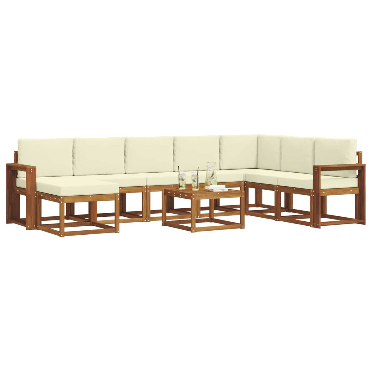 Outdoor-Sofagarnitur 9 stk. Natur und Creme