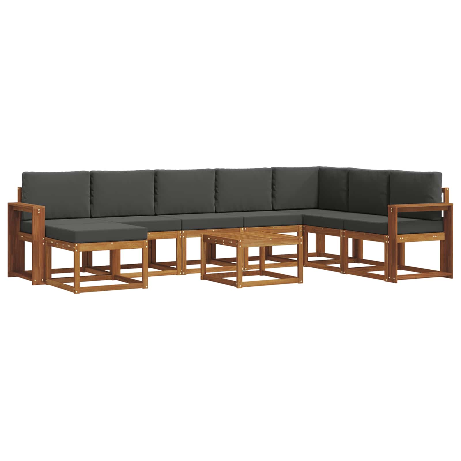 Outdoor-Sofagarnitur 9 stk. Natur und Anthrazit