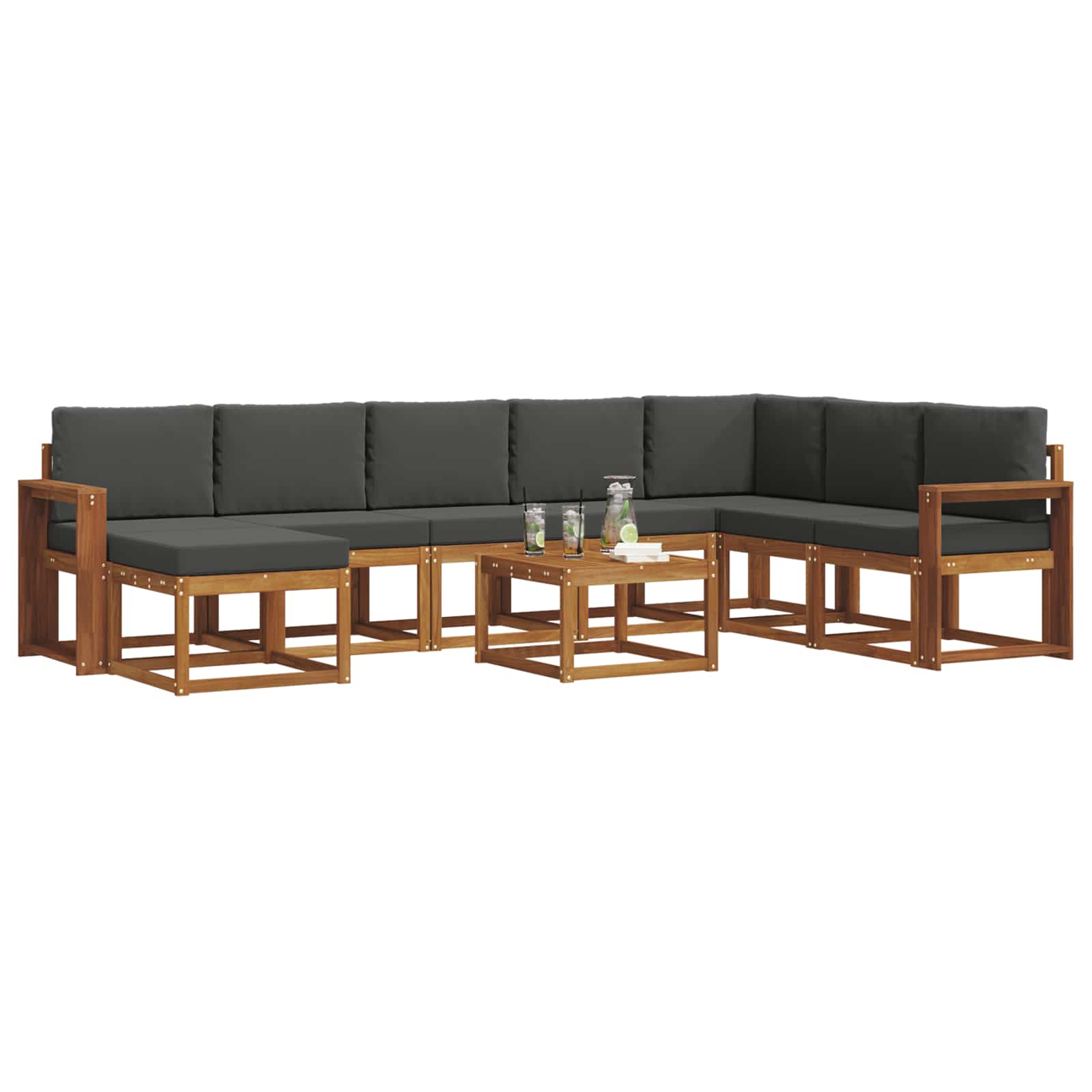 Outdoor-Sofagarnitur 9 stk. Natur und Anthrazit