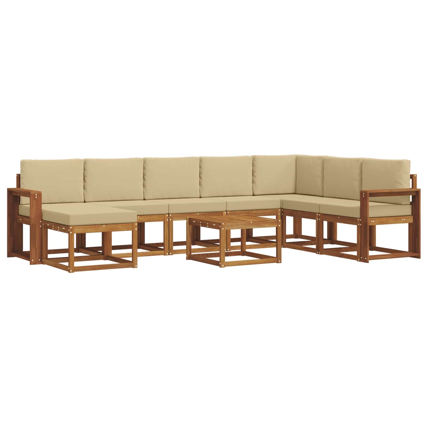 Outdoor-Sofagarnitur mit Kissen 9 pcs Natur und Beige