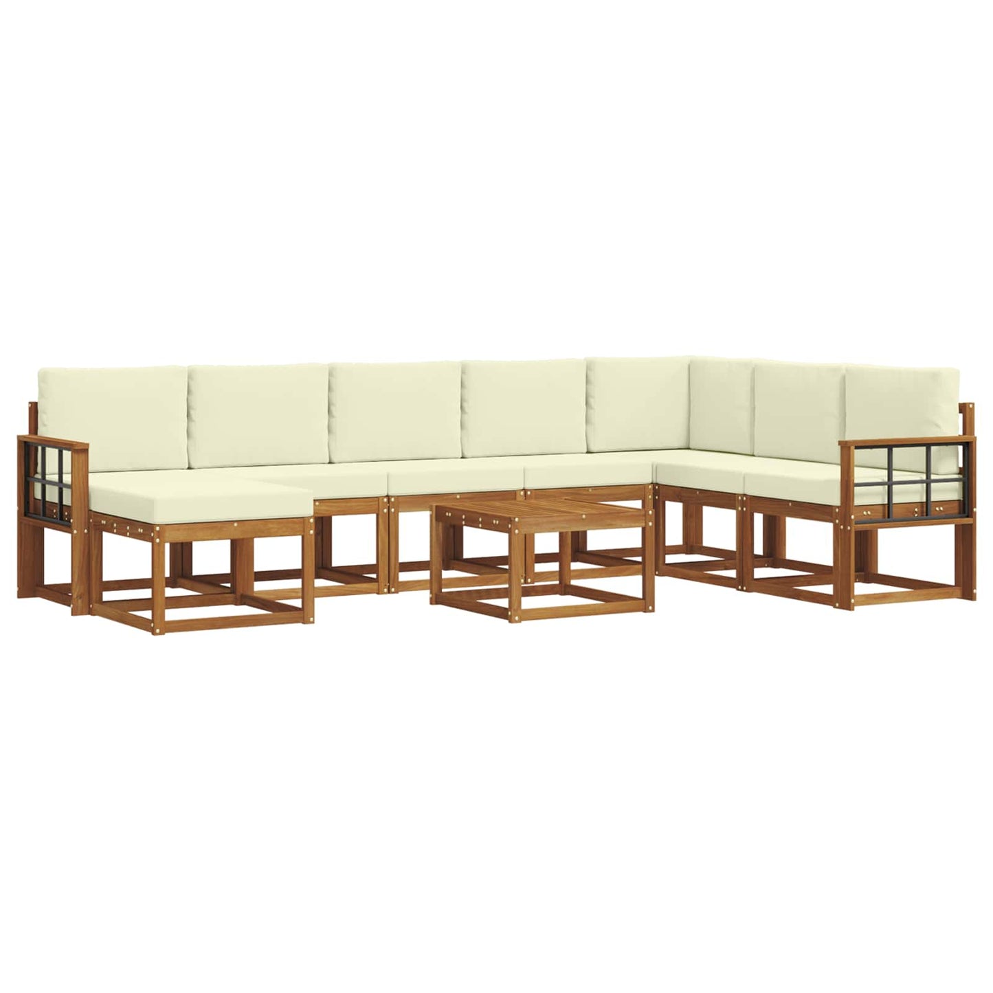 Outdoor-Sofagarnitur 9 stk. Natur und Creme
