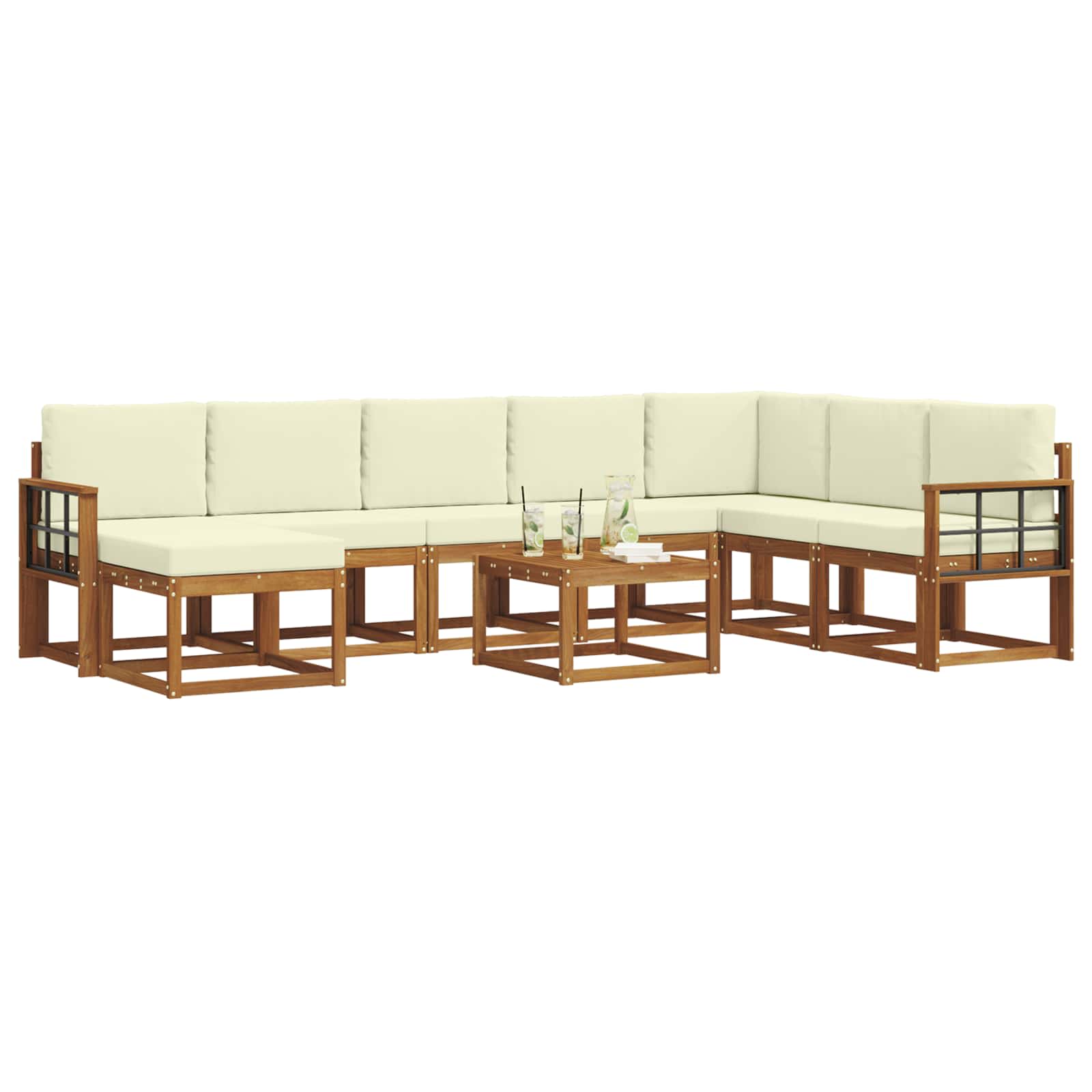 Outdoor-Sofagarnitur 9 stk. Natur und Creme