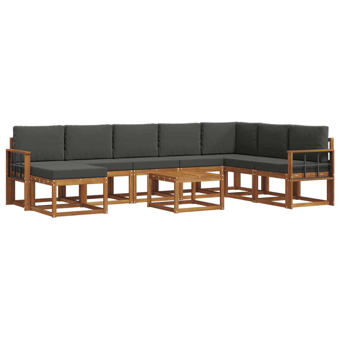 Outdoor-Sofagarnitur 9 stk. Natur und Anthrazit